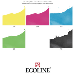 Ecoline Aquarelverf Primary 5-set in de groep Kunstenaarsmateriaal / Kunstenaarsverf / Aquarelverf bij Voorcrea (103782)