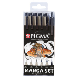 Manga Tool Pigma Micron Black 6-set in de groep Pennen / Schrijven / Fineliners bij Voorcrea (103847)