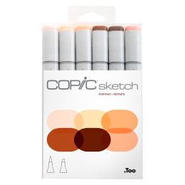 Sketch 6-pack Skin Tones in de groep Pennen / Kunstenaarspotloden en -stiften / Illustratiemarkers bij Voorcrea (103860)