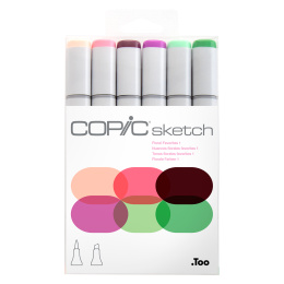 Sketch 6-pack Floral Favourites 1 in de groep Pennen / Kunstenaarspotloden en -stiften / Illustratiemarkers bij Voorcrea (103862)