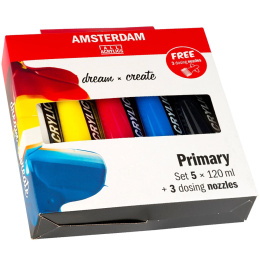 Amsterdam Acrylverf Primary Set + tuiten in de groep Kunstenaarsmateriaal / Kunstenaarsverf / Acrylverf bij Voorcrea (104069)