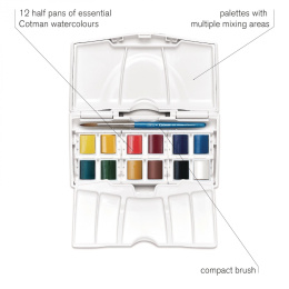 Cotman Aquarelverf Pocket Box Plus 12 ½-napjes in de groep Kunstenaarsmateriaal / Kunstenaarsverf / Aquarelverf bij Voorcrea (107240)