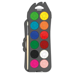 Color'Peps Aquarelverf 12-set + Penseel (3 jaar+) in de groep Kids / Knutselspullen en verf voor kinderen / Verf voor kinderen / Waterverf voor kinderen / Waterverf bij Voorcrea (108763)