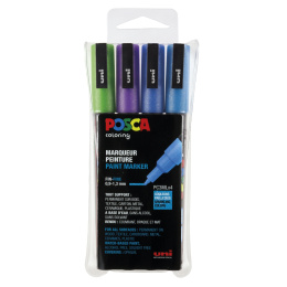 Posca PC-3M Glitter Blue tones 4-set in de groep Pennen / Kunstenaarspotloden en -stiften / Illustratiemarkers bij Voorcrea (110417)
