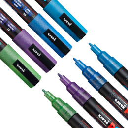 Posca PC-3M Glitter Blue tones 4-set in de groep Pennen / Kunstenaarspotloden en -stiften / Illustratiemarkers bij Voorcrea (110417)
