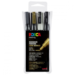 Posca PC-3M Metallic 4-set in de groep Pennen / Kunstenaarspotloden en -stiften / Illustratiemarkers bij Voorcrea (110421)