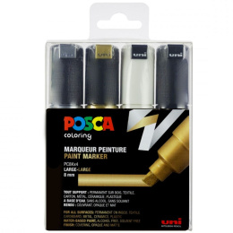Posca PC-8K Metallic 4-set in de groep Pennen / Kunstenaarspotloden en -stiften / Illustratiemarkers bij Voorcrea (110422)