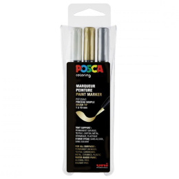 Posca Brush PCF-350 Metallic 3-set in de groep Pennen / Kunstenaarspotloden en -stiften / Brushpennen bij Voorcrea (110426)