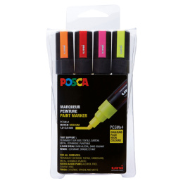 Posca PC-5M Neon 4-set in de groep Pennen / Kunstenaarspotloden en -stiften / Illustratiemarkers bij Voorcrea (110434)