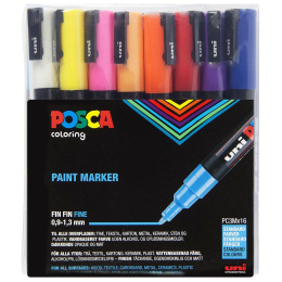 Posca PC-3M Standard Colours 16-set in de groep Pennen / Kunstenaarspotloden en -stiften / Illustratiemarkers bij Voorcrea (110435)