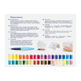 Aquarelset 36 kleuren palet + waterpenseel in de groep Kunstenaarsmateriaal / Kunstenaarsverf / Aquarelverf bij Voorcrea (111745)