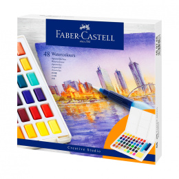 Aquarelset 48 kleuren palet + waterpenseel in de groep Kunstenaarsmateriaal / Kunstenaarsverf / Aquarelverf bij Voorcrea (111746)