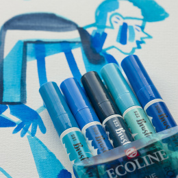 Ecoline Brush Pen Blue 5-pack in de groep Pennen / Kunstenaarspotloden en -stiften / Penseelstiften bij Voorcrea (112558)