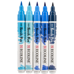 Ecoline Brush Pen Blue 5-pack in de groep Pennen / Kunstenaarspotloden en -stiften / Penseelstiften bij Voorcrea (112558)