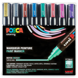 Posca PC-5M Metallic Colours 8-set in de groep Pennen / Kunstenaarspotloden en -stiften / Illustratiemarkers bij Voorcrea (112630)