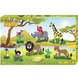 Midi Strijkkralen Cadeaudoos Safari 5000 stuks in de groep Kids / Leuk en leerzaam / Strijkkralen en legplaten / DIY-pakket buiskralen bij Voorcrea (126131)