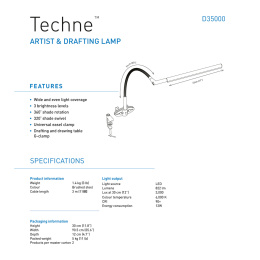 Techne Artist & Drafting Lamp in de groep Creëren & Hobby / Hobbytoebehoren / Verlichting bij Voorcrea (126506)