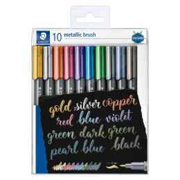 Marker Brush Metallic 10-pack in de groep Pennen / Kunstenaarspotloden en -stiften / Penseelstiften bij Voorcrea (126589)