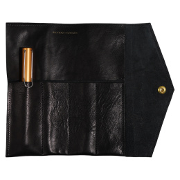 Fiffi Leather Pen Roll Black 4 pockets in de groep Pennen / Accessoires voor pennen / Etuis en hoezen bij Voorcrea (126794)
