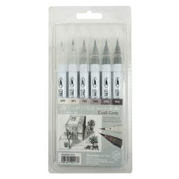 Clean Color Real Brush 6-pack Cold gray in de groep Pennen / Kunstenaarspotloden en -stiften / Aquarelpotloden bij Voorcrea (126934)