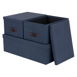 Inge Storage Box set of 3 Blue in de groep Creëren & Hobby / Organiseren / Opbergdozen bij Voorcrea (127311)