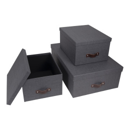 Inge Storage Box set of 3 Black in de groep Creëren & Hobby / Organiseren / Opbergdozen bij Voorcrea (127312)