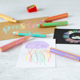 Woody 3-in-1 Colouring Pencils Pastel 6-set + sharpener in de groep Kids / Kinderpotloden en -stiften / Kleurpotloden voor kinderen bij Voorcrea (127789)