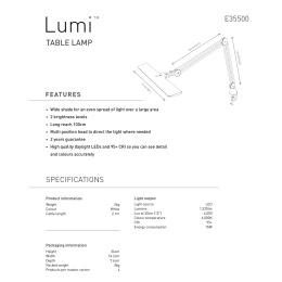 Lumi Task Lamp in de groep Creëren & Hobby / Hobbytoebehoren / Verlichting bij Voorcrea (127938)