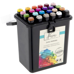 Dual-tip Markers in Opbergbox 24-set in de groep Pennen / Kunstenaarspotloden en -stiften / Viltstiften bij Voorcrea (128518)