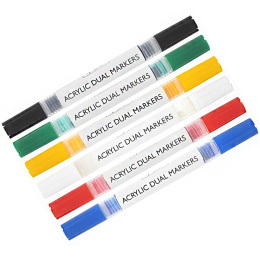 Acrylverf Markers Dual Tip 6 stuks in de groep Pennen / Kunstenaarspotloden en -stiften / Viltstiften bij Voorcrea (128521)