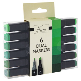 Dual-tip Markers 6-set Groen in de groep Pennen / Kunstenaarspotloden en -stiften / Viltstiften bij Voorcrea (128523)