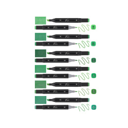 Dual-tip Markers 6-set Groen in de groep Pennen / Kunstenaarspotloden en -stiften / Viltstiften bij Voorcrea (128523)