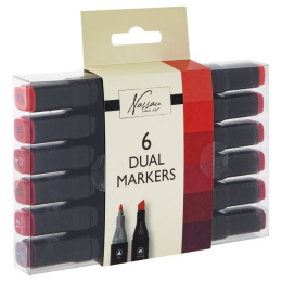 Dual-tip Markers 6-set Rood in de groep Pennen / Kunstenaarspotloden en -stiften / Viltstiften bij Voorcrea (128524)