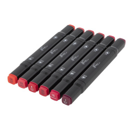 Dual-tip Markers 6-set Rood in de groep Pennen / Kunstenaarspotloden en -stiften / Viltstiften bij Voorcrea (128524)