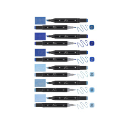Dual-tip Markers 6-set Blauw in de groep Pennen / Kunstenaarspotloden en -stiften / Viltstiften bij Voorcrea (128525)