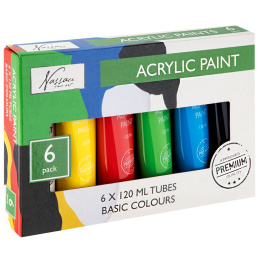 Acrylverf 120 ml 6-set Basic in de groep Kunstenaarsmateriaal / Kunstenaarsverf / Acrylverf bij Voorcrea (128548)