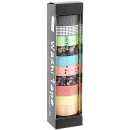 Washi Tape 10 rolletjes Foil & Glitter #1 in de groep Creëren & Hobby / Hobbytoebehoren / Washi Tape bij Voorcrea (128584)