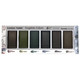 Gansai Tambi Aquarel 6-set Graphite Colors in de groep Kunstenaarsmateriaal / Kunstenaarsverf / Aquarelverf / Aquarelverf in napje bij Voorcrea (128725)