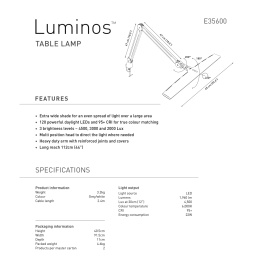 Luminos Table Lamp in de groep Creëren & Hobby / Hobbytoebehoren / Verlichting bij Voorcrea (129122)
