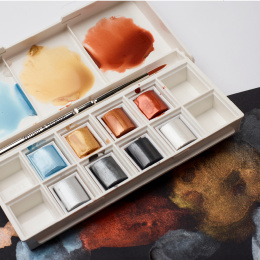 Cotman Aquarelverf Metallic Set 8 ½ - napjes in de groep Kunstenaarsmateriaal / Kunstenaarsverf / Aquarelverf bij Voorcrea (129129)