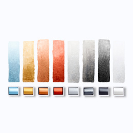 Cotman Aquarelverf Metallic Set 8 ½ - napjes in de groep Kunstenaarsmateriaal / Kunstenaarsverf / Aquarelverf bij Voorcrea (129129)