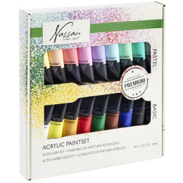Acrylverf set 18x36ml Pastel + Basis in de groep Kunstenaarsmateriaal / Kunstenaarsverf / Acrylverf bij Voorcrea (129362)