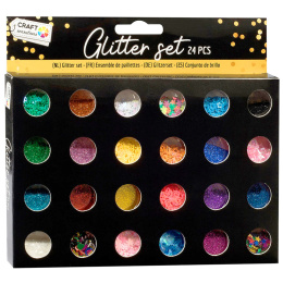 Glitzerset Mix, 24 farben x 2g in de groep Creëren & Hobby / Creëren / Knutselen en DIY bij Voorcrea (129398)