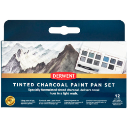 Tinted Charcoal Paint Pan Set 12 halve napjes in de groep Kunstenaarsmateriaal / Kunstenaarsverf / Aquarelverf / Aquarelverf in napje bij Voorcrea (129568)