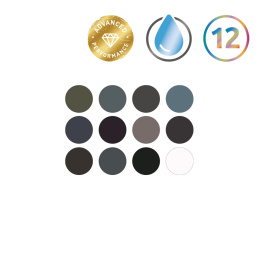 Tinted Charcoal Paint Pan Set 12 halve napjes in de groep Kunstenaarsmateriaal / Kunstenaarsverf / Aquarelverf / Aquarelverf in napje bij Voorcrea (129568)