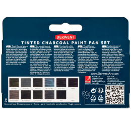 Tinted Charcoal Paint Pan Set 12 halve napjes in de groep Kunstenaarsmateriaal / Kunstenaarsverf / Aquarelverf / Aquarelverf in napje bij Voorcrea (129568)