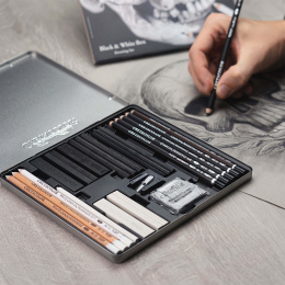 Black & White Box Tekenset 25 st in de groep Kunstenaarsmateriaal / Krijt en potloden / Grafiet en potloden bij Voorcrea (130583)