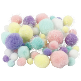 Pompoms Pastel 62g in de groep Kids / Leuk en leerzaam / Knutselmateriaal voor kinderen / Viltballen en pompons bij Voorcrea (130733)