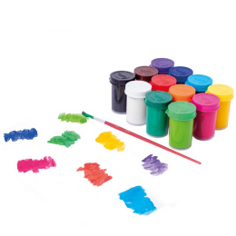 Gouache 12x15 ml + penseel (3 jaar+) in de groep Kids / Knutselspullen en verf voor kinderen / Kinderverf bij Voorcrea (131140)