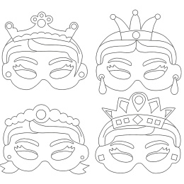 Paper Masks Prinsessen 12 pcs in de groep Kids / Leuk en leerzaam / Kinderfeestjes bij Voorcrea (131284)